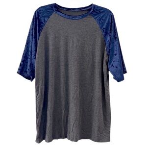 Women’s Blue & Grey Velvet Tee Shirt Dress Pajamas